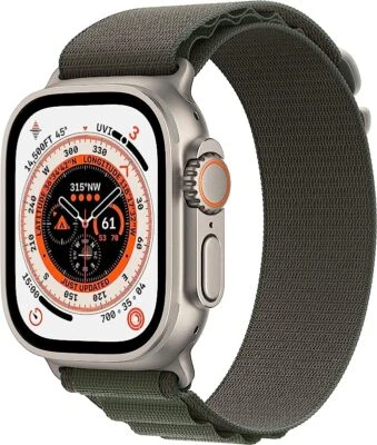 Apple Watch Ultra Cellular 49mm Titanium Case with Green Alpine Loop Excellent - Image 1 of 4