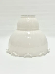 Vintage Frosted White Ruffled Swirl Glass Lamp Shade - Picture 1 of 6