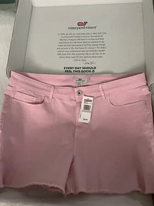 Vineyard Vines Raw Edge Garment Dyed Denim Shorts 32” Stretch Waistband - Picture 1 of 9