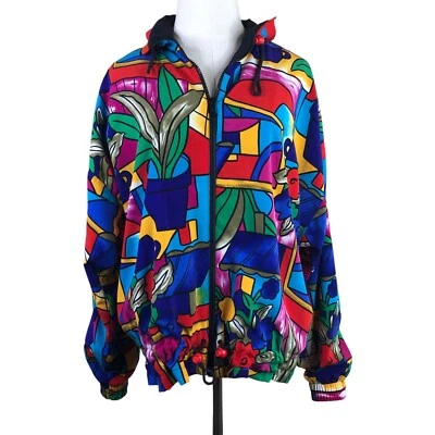 Vtg 90s Tail Golf Jacket Womens Medium Colorful Full Zip Windbreaker Drawstring - Image 1 of 4