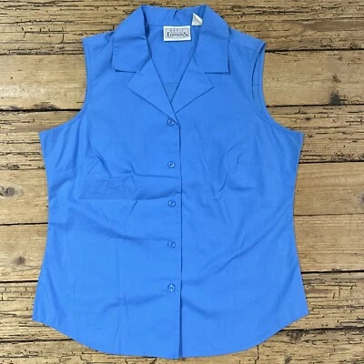 Blusa para mujer Basic Editions S azul sin mangas con botones nueva sin etiquetas Foto 1 de 4