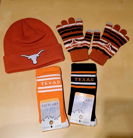 University of Texas Longhorn Beanie Socks Gloves Gift Set Cover