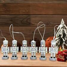 6x Christmas Nutcracker Ornaments Set Desktop Hanging Decorations Wooden
