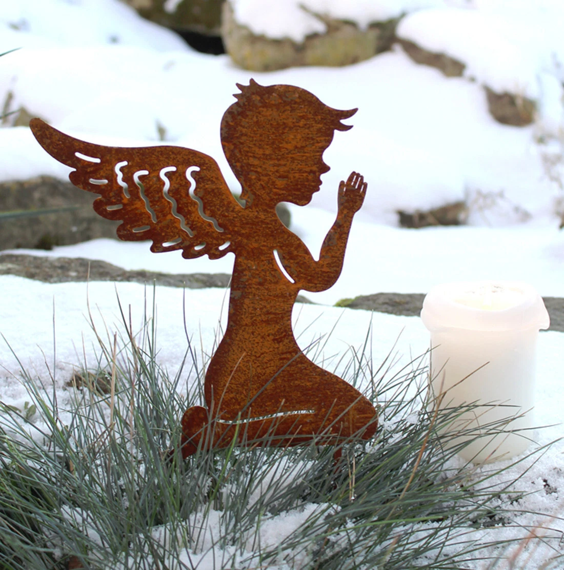 2 Engelfiguren Aus Metall In Rostoptik – 18 Cm Groß, Mit Juteband Zum Aufhängen, Ideal Für Weihnachtsdeko, Adventsgesteck Oder Geschenkanhänger