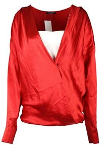 BALMAIN RED SILK TOP FR 34 UK 6 - Picture 1 of 4