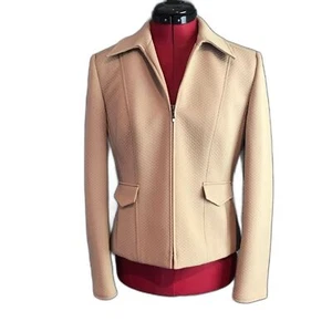 Talbots Textured Tan Blazer Women's Size 4 Long Sleeve Front Zipper Closure - Picture 1 of 9