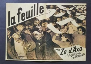Theophile Steinlen "La Feuille" (Foglia) Poster Stampa Offset Litografia 1968-70 - Foto 1 di 4