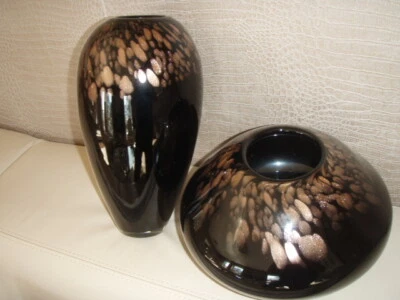 2 tlg. LEONARDO Glas Deko VASEN Braun Gold Leoprint Print Blumen Topf modern  - Bild 1 von 4