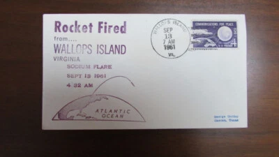 UNITED STATES ROCKET FIRED WALLOPS ISLAND SODIUM FLARE 9-13-1961 ADDRESSED COVER - Image 1 of 2