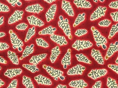 1/2 YD RED DELICATE CHRISTMAS TREE WINTERTIME BY LITTLE QUILTS PRINT FABRIC - Image 1 of 3
