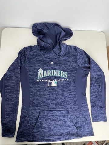 Seattle Mariners Majestic Hoodie Sweatshirt Pullover Activewear Blue Griffey L Cover