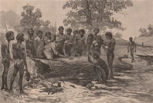 'Batman treating with the blacks'. Victoria, Australia 1888 old antique print - Picture 1 of 1