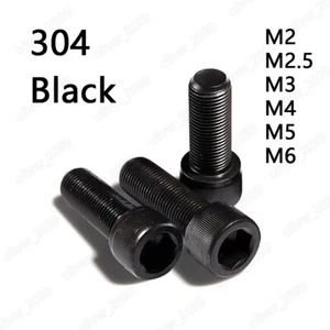 Black 304 Stainless Steel Hex Socket Bolts Cap Head Screws M2 M3 M4 M5 M6 - Picture 1 of 5
