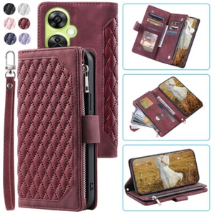 Luxury Rhombic Wallet Case,Leather Zipper Flip Card Case For OnePlus Nord N30 - Picture 1 of 44