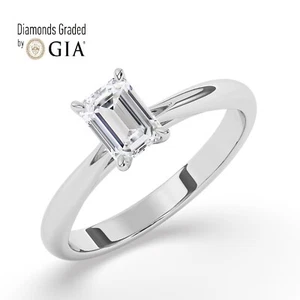 Emerald Solitaire 950 Platinum Engagement Ring, 1 ct, Natural GIA Certified - Picture 1 of 22