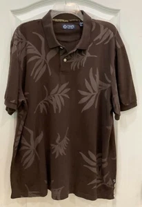 Chaps Mens Pullover Shirt Size XL Brown Shades Floral Collared Short Sleeve 22 - Picture 1 of 7