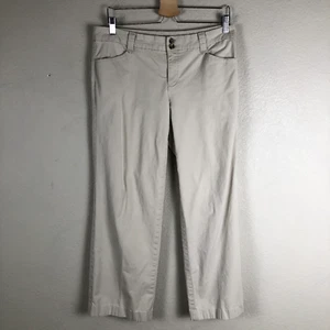 Eddie Bauer Pants Womens 8 Short Tan Stretch Blakely Fit Chino Flared Leg Zipper - Picture 1 of 20