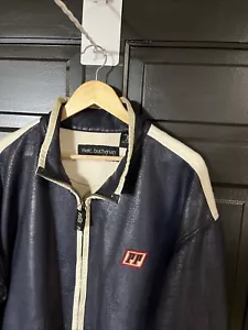 Giacca Pelle Marc Buchanan ecopelle uomo XL blu navy logo petto posteriore - Foto 1 di 14