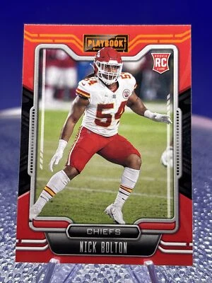 2021 Panini Playbook Orange Nick Bolton Kansas City Chiefs Rookie Card #165 - Image 1 of 4
