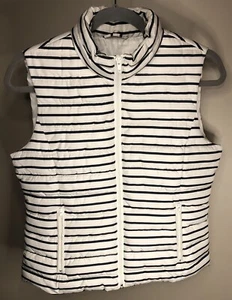 COLEBROOK Striped Puffer Zipper VEST Women's Size Small Navy Blue & White - Picture 1 of 7