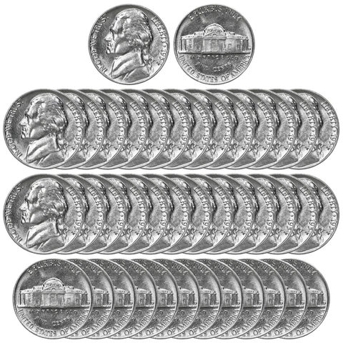 1954 D Jefferson Nickel BU Roll 40 US Coin Lot Cover