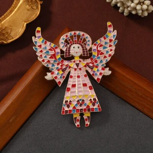 Retro Painted Angel Girl Wing Brooch and Pin Fashionable Women's Accessories - Picture 1 of 7