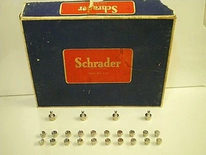 4 Vtg SCHRADER #880 Chrome Valve Caps + 20 PRESSURE-TEL BUTTONS Hot Rod BICYCLE - Picture 1 of 12