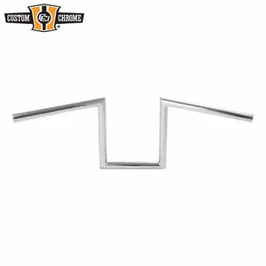 Chrome 1" Wide Z-Bar 10" Rise 60's Handlebar W/O Indent Fits For Harley 1" Clamp - Picture 1 of 8