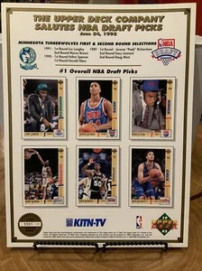 1992 UPPER DECK Minnesota Timberwolves Draft Picks Uncut Promo Sheet - Picture 1 of 2