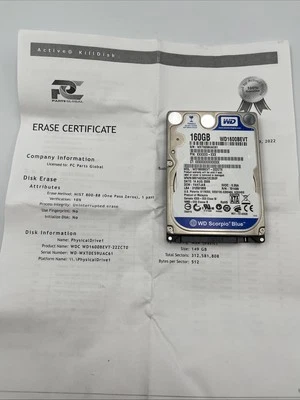 *Western Digital 160GB WD1600BEVT 5400RPM SATA 2.5" Laptop HDD Hard Disk Drive - Image 1 of 4