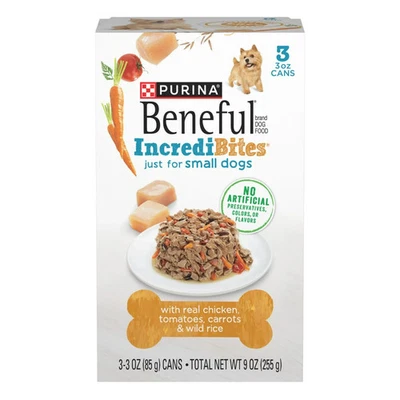3 Pack  Purina Beneful Incredibites Wet Dog Food Small Adult Dogs Real Chicken - Image 1 of 4