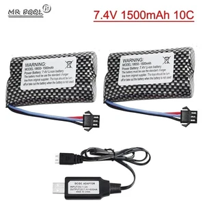 2x 7,4V 1500mAh 10C Akku für RC Drehauto Geste Klettern Verformung Auto - Bild 1 von 6