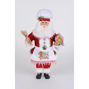 Karen Didion 18" Backen Erinnerungen Weihnachtsmann Figur mit Utensilien & Lebkuchenhaus - Bild 1 von 7