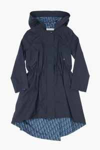 Christian Dior Kids Girls Navy Blue Trench Coat With Hood & Logo Lining Size 10 - Picture 1 of 8