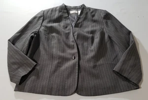 Blazer donna Alfred Dunner taglia 18W a righe foderato con un bottone grigio poliestere - Foto 1 di 6