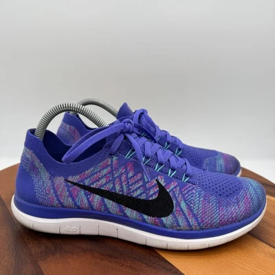 Nike Free 4.0 Flyknit Shoes Womens 10 Vivid Purple Blue Running Gym Sneakers - Image 1 of 4