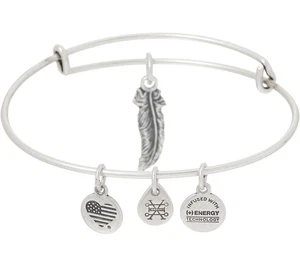 Alex and Ani Feather Charm Bangle, Size 7" - Picture 1 of 3