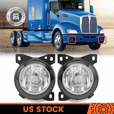 Pair Fog light lamp For Kenworth T660 Peterbilt 579 w/Bulbs Left + Right Side Foto 1 de 4