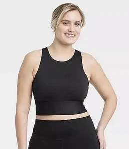 Women's Light Support Brushed Sculpt High-Neck Sports Bra All in Motion Black XS - Picture 1 of 3