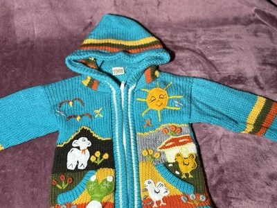 Suéter infantil feito à mão Cottagecore boho infantil bordado em 3D animais 6-9 - Imagem 1 de 4