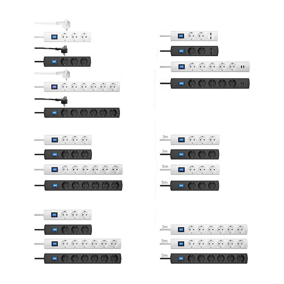 Steckdosenleiste Mehrfachsteckdose USB Überspannungsschutz UNOversal plus Kopp