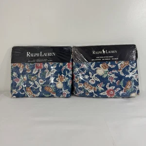 Ralph Lauren Jardin Blau Blumen Twin Flache Spannbettlaken NEU Set - Bild 1 von 11