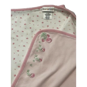 Carters Just One Year Rosa Rose Decke Baumwolle Wende Blumenstickerei - Bild 1 von 14