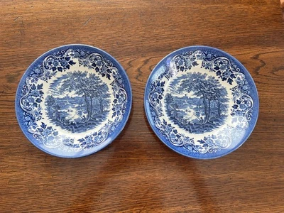 Cuencos de sopa Churchill English Scene azul 8" porcelana cupé - Juego de 2 Foto 1 de 4