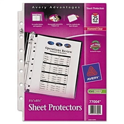 Avery 77004 Top Load Sheet Protector- Heavyweight- 8.5 x 5.5- Clear 25-Pk - Image 1 of 1