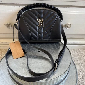 Steve Madden Black Quilted Crossbody Bag Braided Handle Purse NWT - Picture 1 of 8