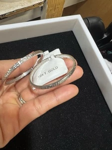 Real 10k White Gold Earrings - Picture 1 of 4