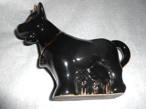 Vintage Mid Century Milchkännchen mit Schwarz & Goldrand Kuh - Bild 1 von 7