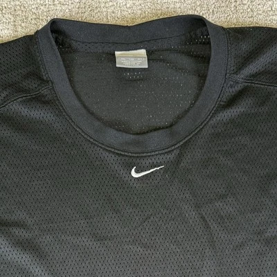 复古 Y2K 耐克男式 2XL 黑色网眼中心 Swoosh 篮球球衣 — 第 1/4 张图片