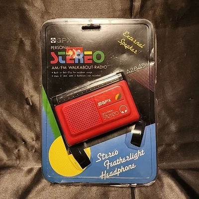 VTG RED GPX A2845 PERSONAL STEREO AM/FM WALKABOUT RADIO STERO HEADPHONES NEW! - Image 1 of 4